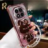 Luxury Crystal Chain Redmi Note 14 Pro Case Shockproof Holder Mirror Cover For Xiaomi Redmi Note 14 15 Pro Plus 15 15C 14C 4G 5G