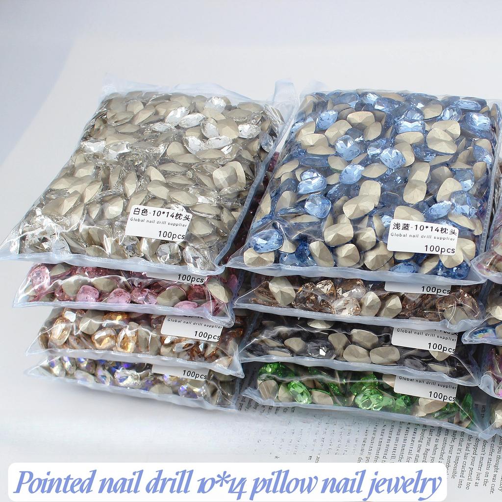 10 * 14 мм заостренное дно большая подушечка маникюр алмаз стекло закругленный угол ногти аксессуары для маникюра своими руками ювелирные изделия хрустальный маникюр алмаз