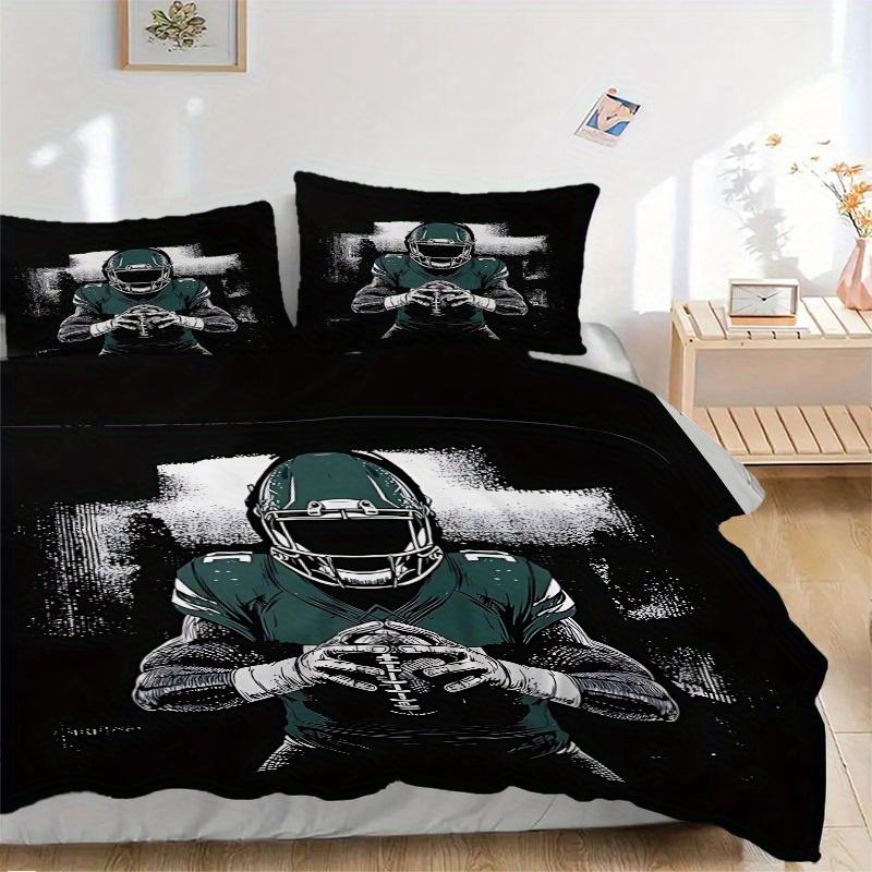 3pcs set Football Player 1 Quilt Cover + 2 Pillowcases, All Seasons Bedroom Setting, Perfect for Home and Dorm Decor a168