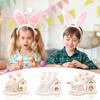 Easter Wooden Ornaments Children's DIY Painted Desktop Ornaments Easter Eggs Cabin Puzzle Ornaments