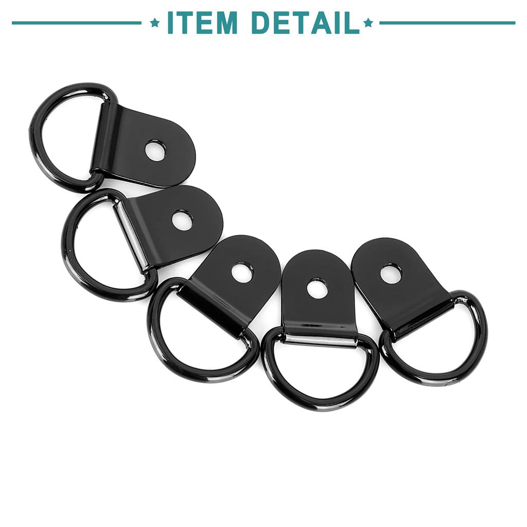 ACROPIX Автомобильное D-образное кольцо-якорь Автомобильный багажник Черный 20 шт.