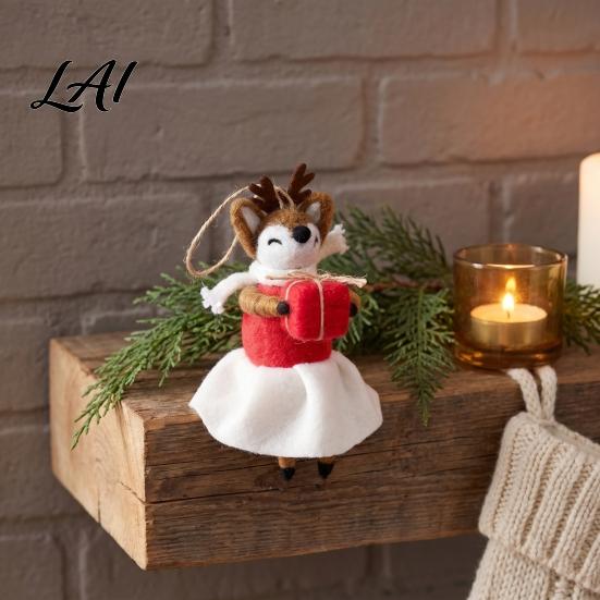 Lightweight Felt Animal Ornaments Mouse Christmas Mice Hanging Wool Ornament Handmade Decoration Cute Needle Festive