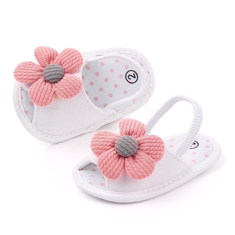 Детские сандалии Милый цветочный дизайн Мягкие хлопковые сандалии Весна/Лето для девочек 0-18 месяцев