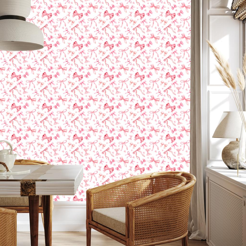 Wallpaper Style coquette white, coral and powder pink 50x1000