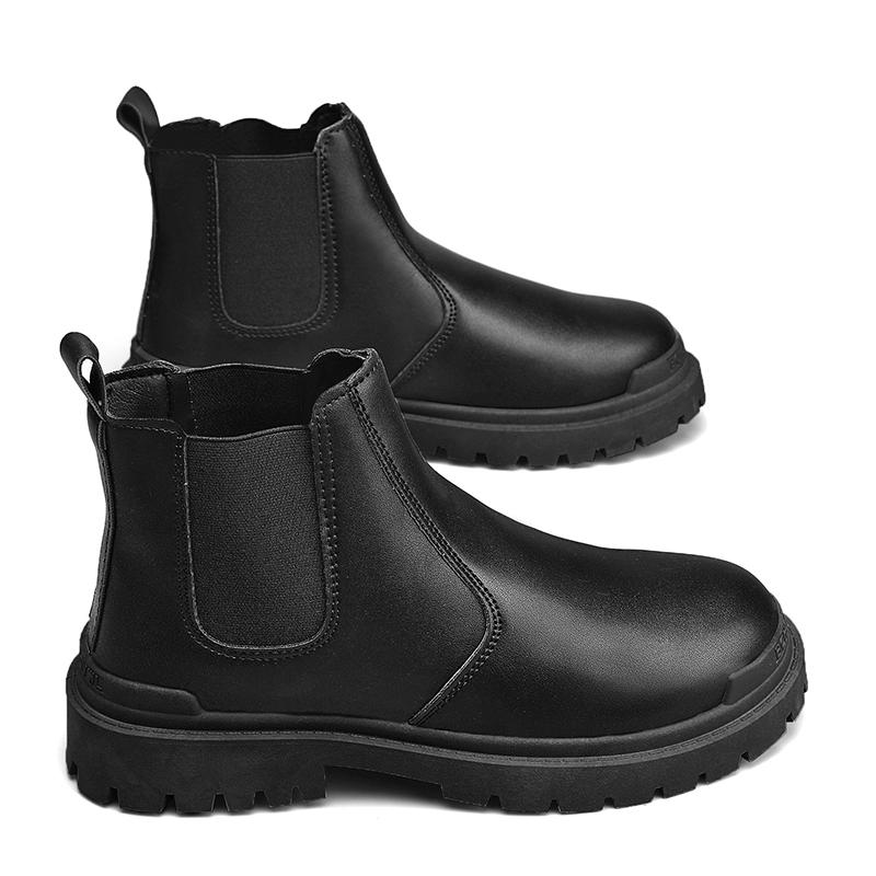 Модные недорогие осенне-зимние ботинки челси для мужчин, обувь для инструментов, высокие кожаные ботинки без застежек, удобные повседневные мужские ботильоны 2024