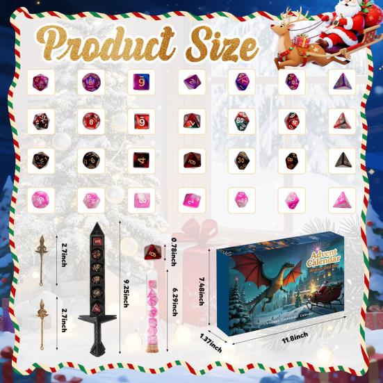 2025 DND Кубики Адвент-календарь 24 дня Обучающая ролевая игра Священная коробка Уникальный подарок для поклонников Dungeons And Dragons