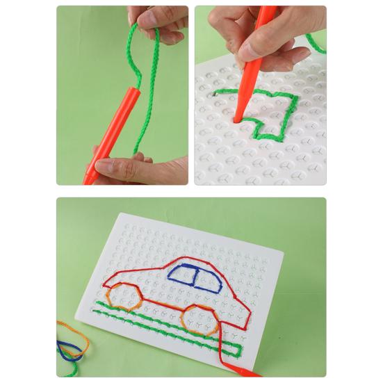 1 комплект детской обучающей доски для продевания ниток, тренировка мелкой моторики, фокусировки, шаблон