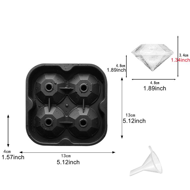 Ice Cube Trays Rose Ice Maker 3D Ice Ball Mold Halloween Skull Chocolate DIY Tool Diamond Silicone Moulds With Funnel
