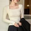 Vested Square Collar T-shirt for Women Long-sleeved Autumn Clothes New Tight Base Shirt Top