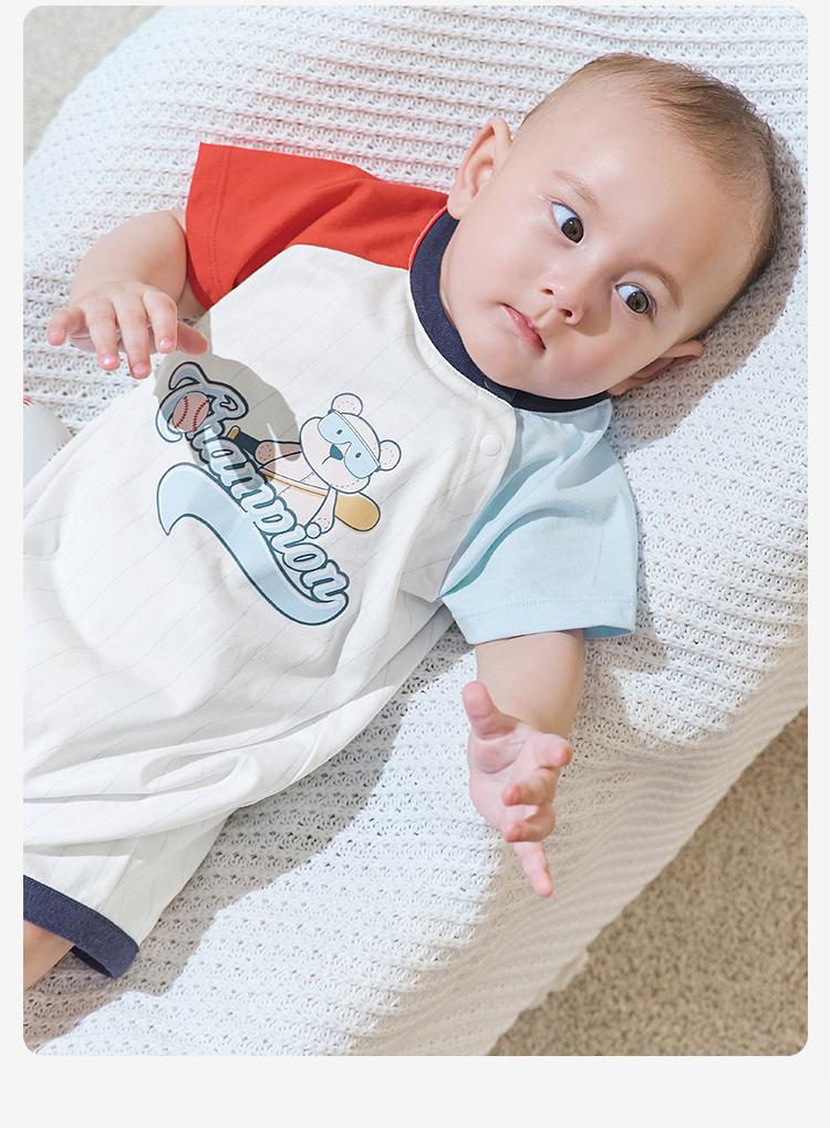 David Bella Baby Clothes Crawling Clothes Summer New Men's Baby Clothes Crawling Clothes Short-Sleeved Newborn Jumpsuit