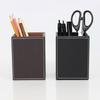 Pen Holder White Stitching Faux Leather Desk Organizer Waterproof Easy To Clean Square Pencil Holder