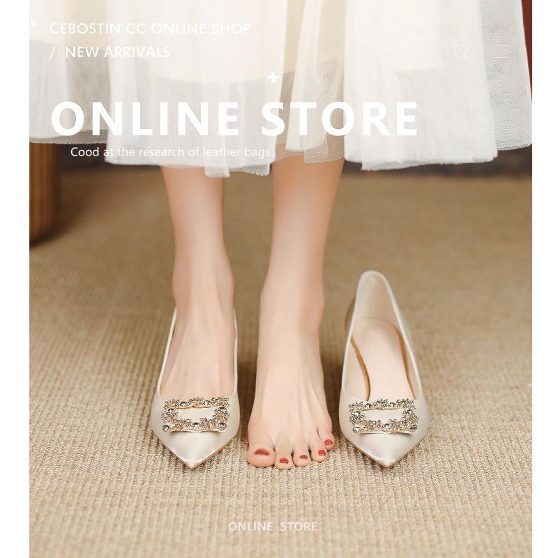 Свадебные туфли на толстом каблуке, с острым носком, не утомляющие, атласные туфли для подружек невесты на высоком каблуке, нишевые универсальные туфли с квадратной пряжкой для женщин