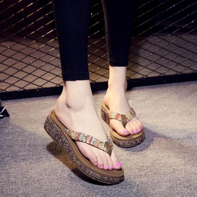 Wedge Heel Shoes Casual Women's Slippers and Ladies Sandals Stylish 2024 Trend Easy Wears Slides Normal Luxury Chic Elegant