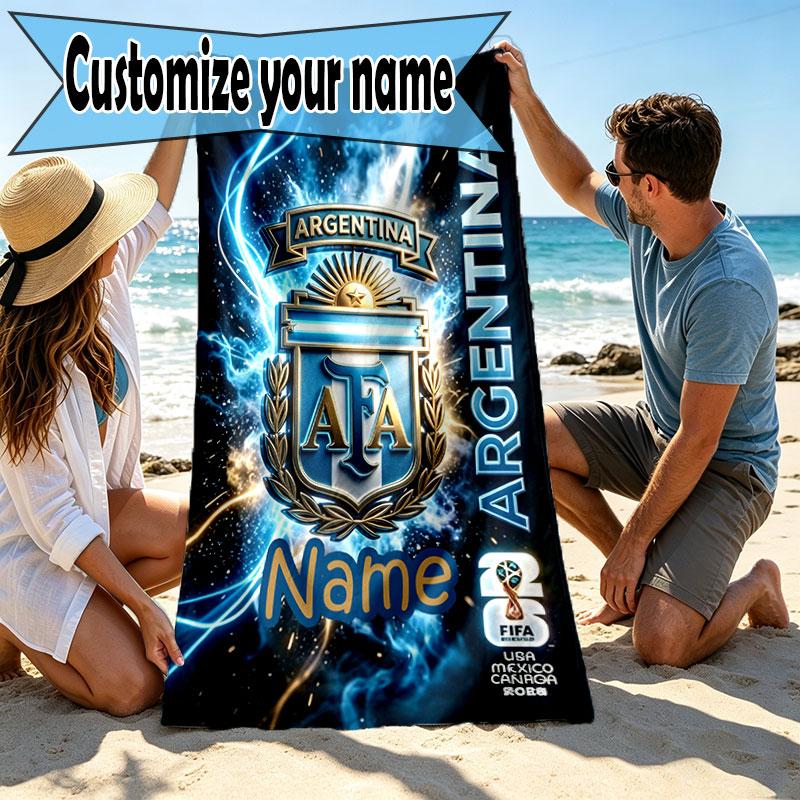 Custom Name Personalized AFA Print Beach Towel, for Trip Camping Beach Party Home Decor, Birthday Gift for Family & Friends