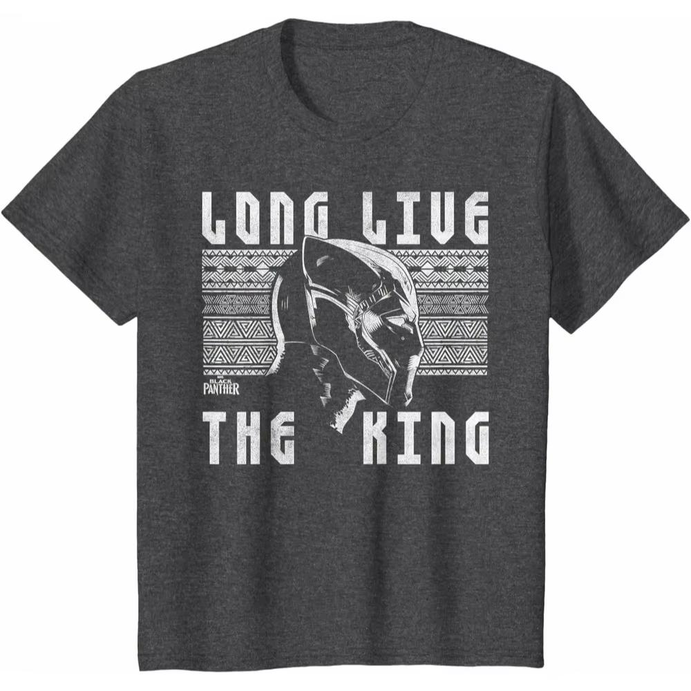Black Panther Long Live The King Marvel TShirt Vintage Unisex Heavy Cotton Loose Fit Crew Neck Trendy Top for Male Female