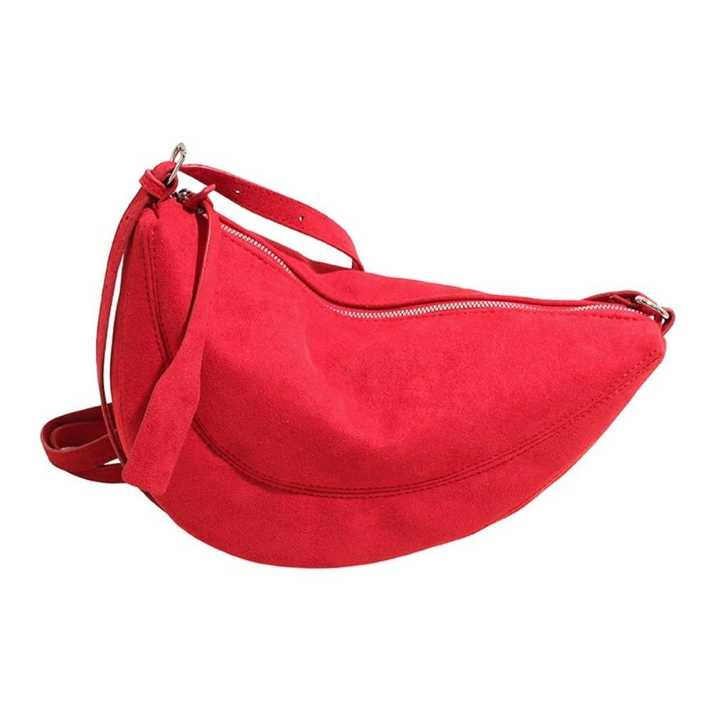 Simple Suede Leather Crossbody Bag Zipper Soft Shoulder Bag Commuting Bag Commuting