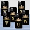 Черный силиконовый чехол для Apple Iphone 14 11 13 12 Pro Max Xr 7 8 +Se 2020 Xs 6 6s Plus 5 5S Diamond Crown Letter Phone Cover