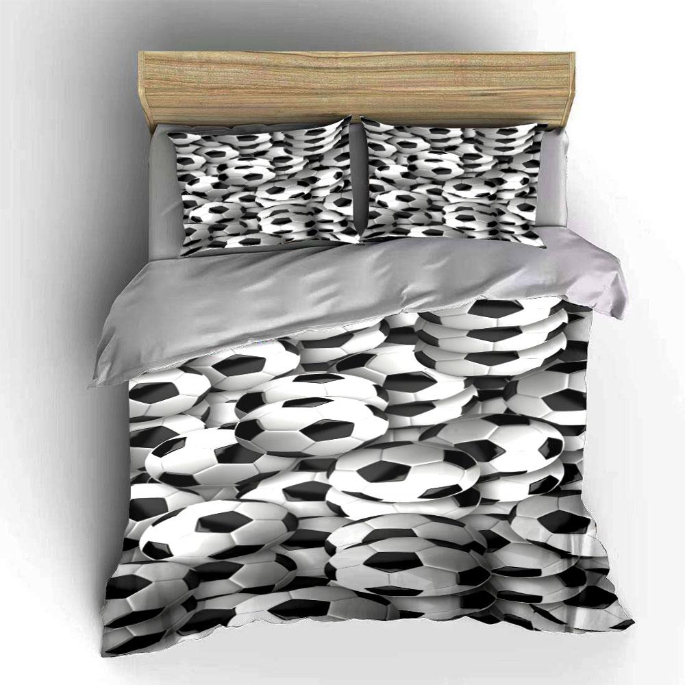 Stacked black-and-white soccer balls. Bedding sets Duvet cover sets Duvet covers Pillowcases(1 * Duvet Cover 2 * Pillowcases without duvet insert)