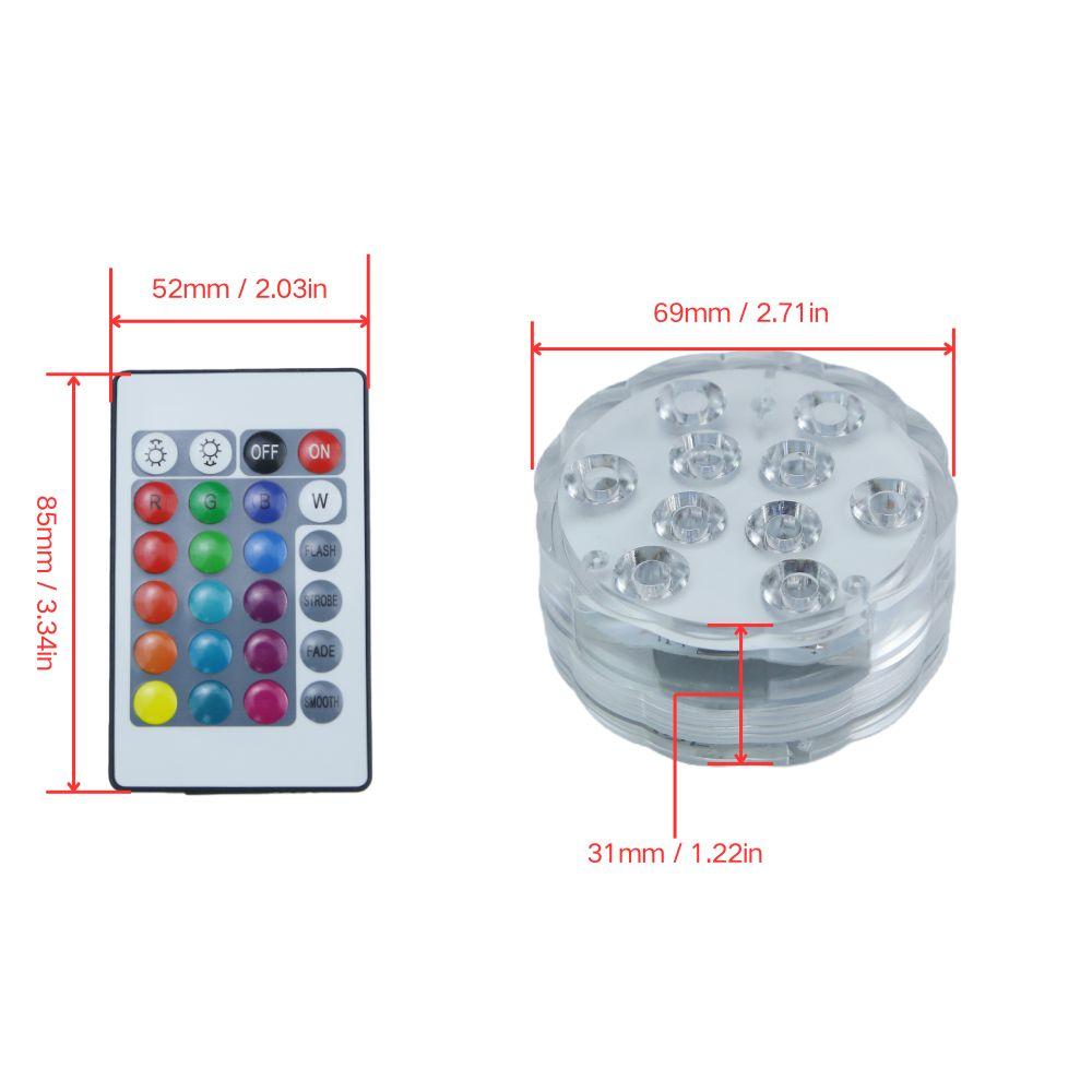 With Remote Submersible LED Light IP68 Waterproof Battery Operated For Pool Pond Bathtub Vase Party Wedding Decoration