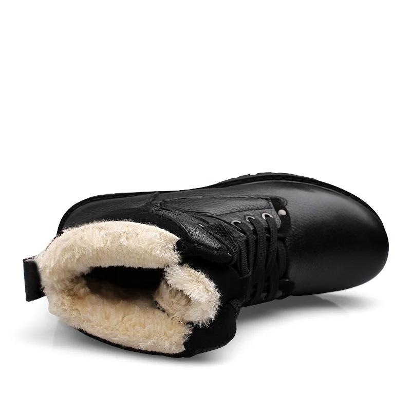 Зимние мужские ботинки из натуральной кожи с противоскользящим покрытием, популярные удобные мужские ботинки, короткие плюшевые зимние ботинки для мужчин, зимние ботинки на подошве