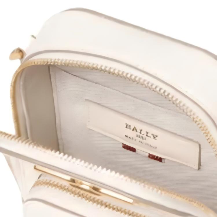 Bally BEMAL Логотип Застежка-молния Кожаная Мини-сумка на плечо Crossbody Женские сумки Бежевый 6301942