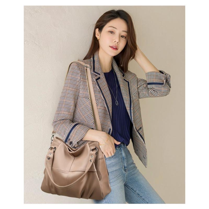 Роскошные женские сумки из мягкой кожи, новая повседневная большая сумка, дизайнерская женская сумка через плечо с большим плечом, женская лоскутная сумка