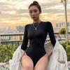Slim Ladies Sexy Bodysuit Solid Fashion Skinny Bodycon Women Bodysuit Long Sleeveles O-Neck Casual Black Beige Female Bodysuit
