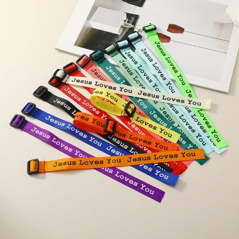 15 шт. Браслеты из тесьмы «Иисус любит тебя», плетеный браслет, религиозные браслеты, регулируемые браслеты для мужчин, женщин, детей, подарок