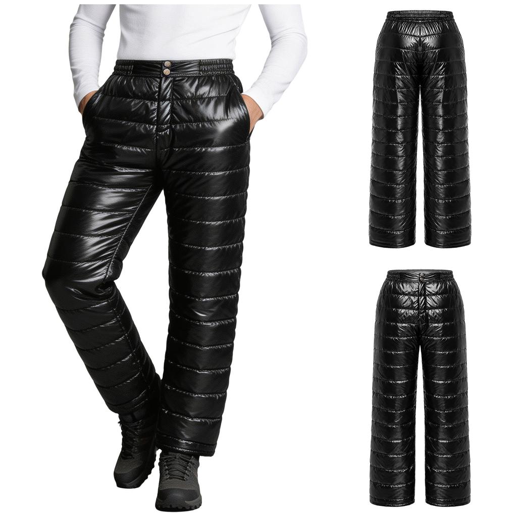 Men Thermal Ski Pants Lightweight Packable Padded Trousers Elastic Waistband Zipper Fly with Pockets for Snowboarding Winter Sport