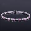 Pera Romantic Bridal Wedding Slim Charm Bracelets Purple and White CZ Crystal Big Square Shape for Women Party Jewelry Gift B060