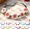 Summer Hair Wreath for Photoshoot Sunflower/Daisy Headband Women Girls, Flower Headpiece, Adjustable Elastic Daisy Children Silk Crown Beach