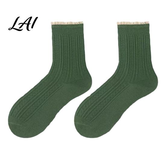 Forest Style Hollow Lace Socks Ruffle Crew for Women Cotton Frilly Socks Soft Breathable Comfortable Daily Wear Hosiery Casual Ankles And