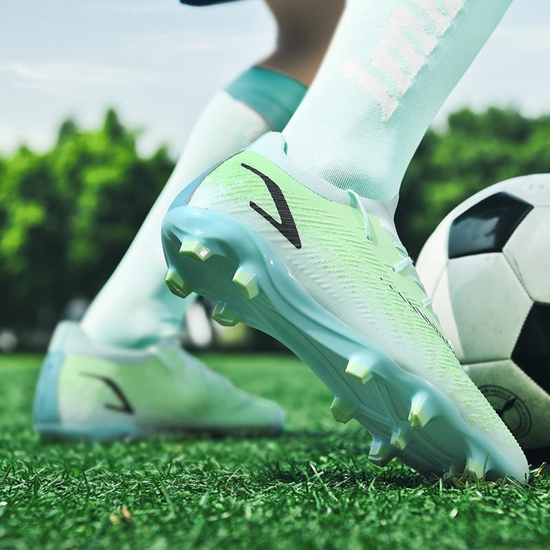 Mens Womens Youth Football Cleats AG Studs Natural Artificial Grass Outdoor Soccer Shoes Breathable Mesh Lining