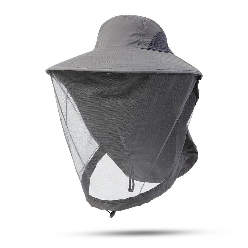 Мужская шляпа с широкими полями и защитой от УФ-лучей для рыбалки с сеткой от насекомых