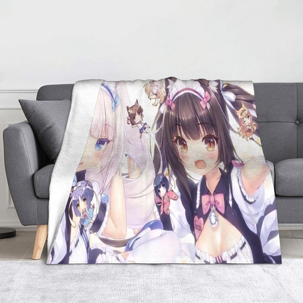 Nekopara Game Chocola and Vanilla Blankets Flannel Summer Air Conditioning  Portable Soft Throw Blanket for Sofa Couch Rug Piece