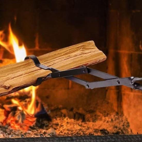 26-дюймовые щипцы для камина, сверхмощный железный захват для бревен, пинцет для бревен, коготь для бревен с длинной ручкой, щипцы для дров, аксессуары для камина для внутреннего и наружного применения