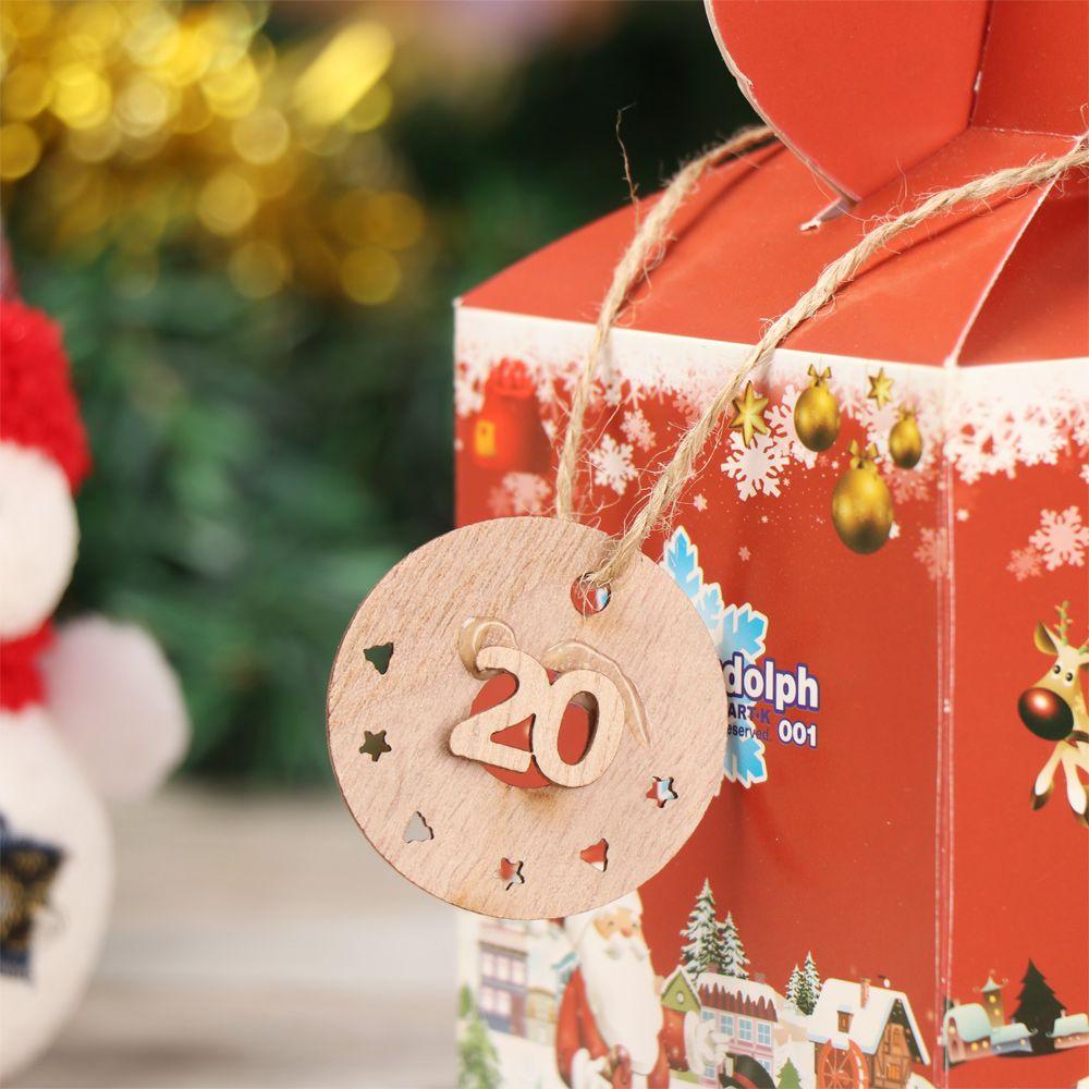 Package Ornament Xmas Countdown Hanging Tags Wooden Pendant Christmas Advent Calendar Number Label