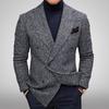 Autumn Winter Men's Blazers Jackets Knit Men Blazer Slim Fit Fashion Versatile Casual Checkered Long Sleeves Suit Coat