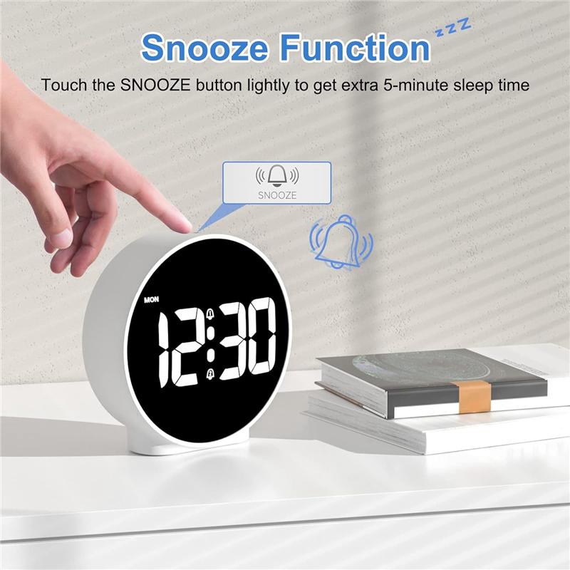 Будильник Цифровой Дорожный Будильник Прикроватный На Батарейках От Сети Двойные Громкие Будильники Для Крепко Спящих Часы Белый Прочный