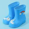 Rainbow Horse Toddler Rain Boots with Warm Fleece Lining and Drawstring - Perfect for Kindergarten Kids