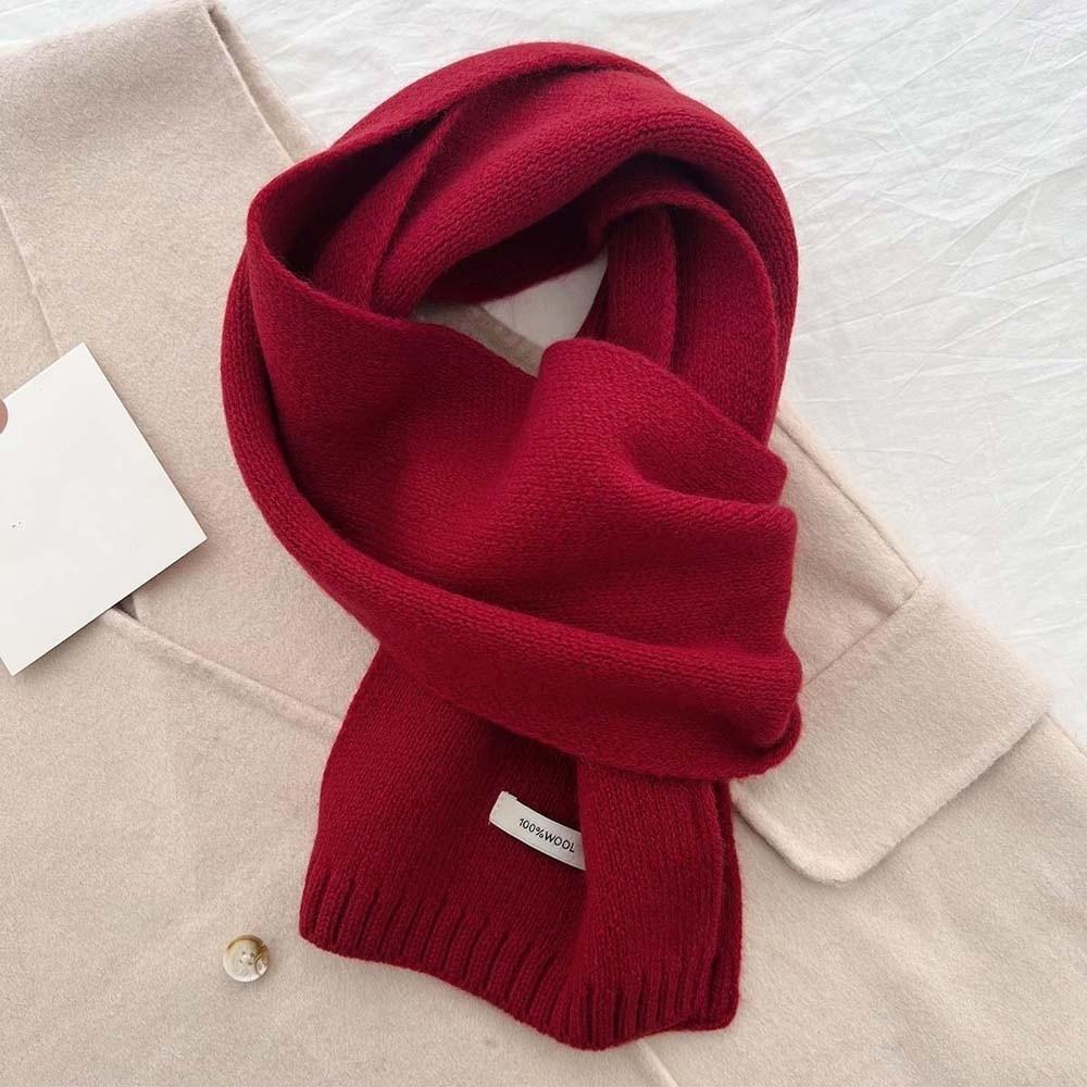 Solid Color Knitting Wool Scarf Cold-proof Winter Warmer Scarf Long Thickened Neckscarf Autumn