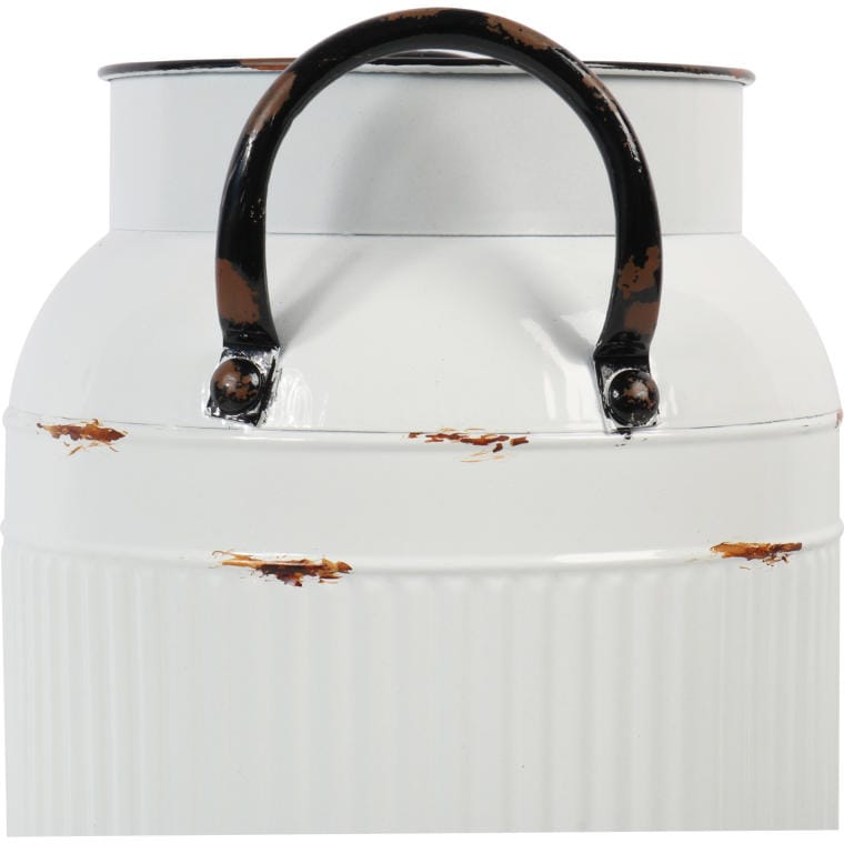 White Metal Kanka Vase in a Vintage Style with an Aged Effect