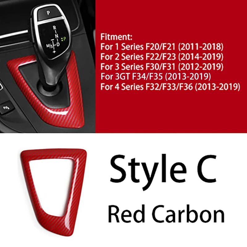 For BMW 1 2 3 4 5 6 Series F10 F18 F20 F21 F22 F23 F30 F31 F32 F35 Carbon Fiber Style ABS Gear Shift Knob Panel Cover Trim Frame