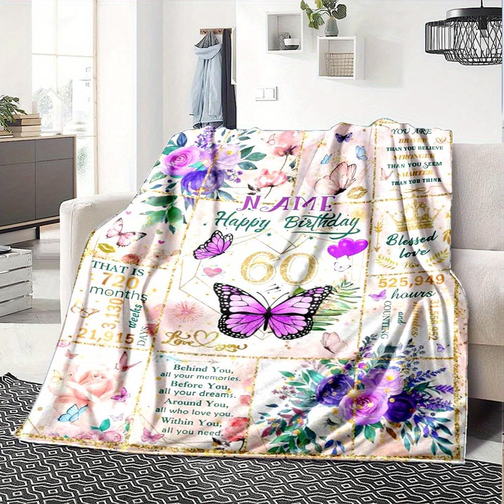 Floral Butterfly 60Th Birthday Home Blankets Comfortable Soft Lightweight Allseason Multipurpose Blanket For Picnic Sofa Office Bed Living Room