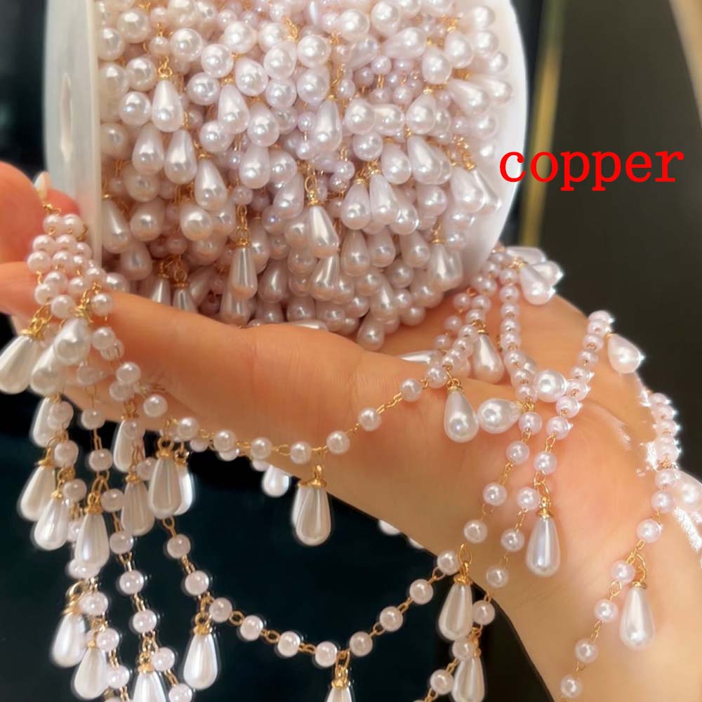 0.5M 1M Irregular Imitation Pearl Beaded Chains Metal Necklaces Bracelets Bead Chain Women Clothing Jewelry Making DIY Supplies