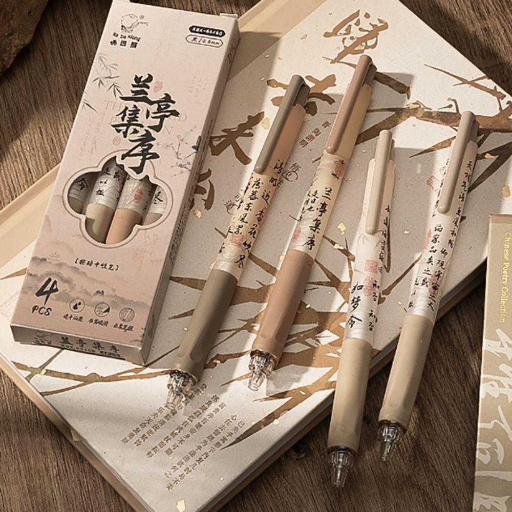 Press Neutral Pen 0.5mm Black Ink Signature Pencil Chinese Style Gel Pen Students