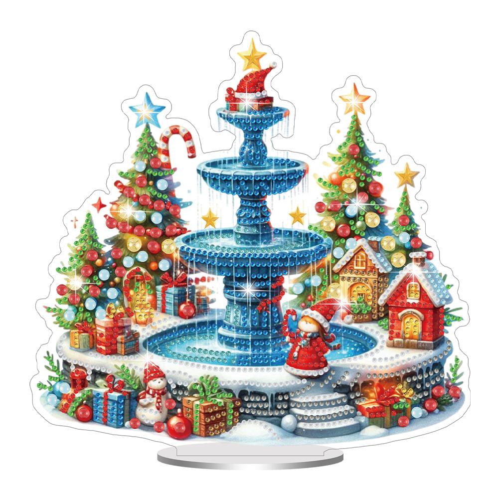 Acrylic 2D Flat Print Christmas DIY Table Top Diamond Painting Ornament Kits Desktop Diamond Art Kits Bedroom Table Decoration