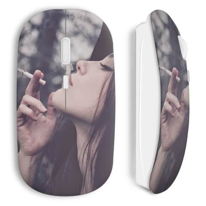 Souris sans Fil - MANIACASE - Sexy girl smoking - Blanc - USB - WiFi