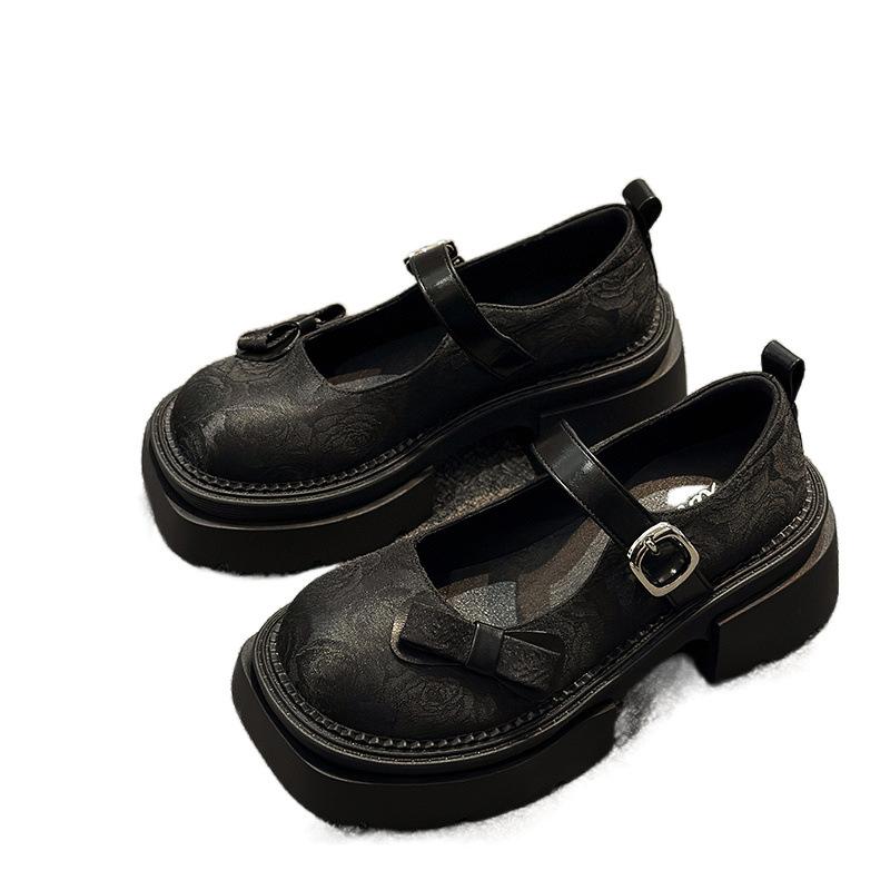 Толстый каблук толстая подошва национальная вышивка туфли Мэри Джейн женские 2025 весна новый темперамент маленькие универсальные весенние и осенние одинарные туфли