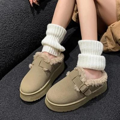 Женские хлопковые тапочки 2025 года, горячая распродажа, зимние плюшевые теплые тапочки Botas De Mujer, дизайнерские удобные тапочки на толстой подошве для ходьбы